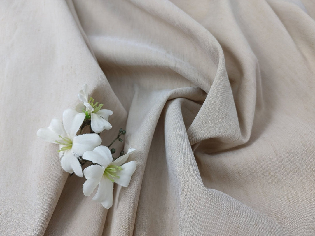 Linen Polyester Stretch Chambray Fabric 7809 7810 7808 - The Linen Lab - Beige