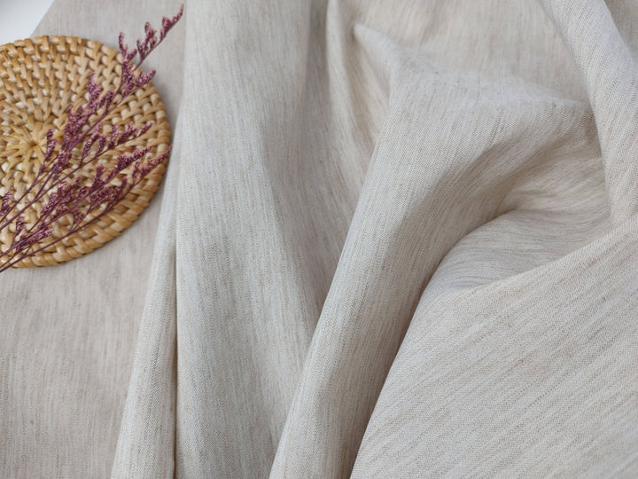 Linen Polyester Stretch Chambray Fabric 7809 7810 7808 - The Linen Lab - Beige(Light)