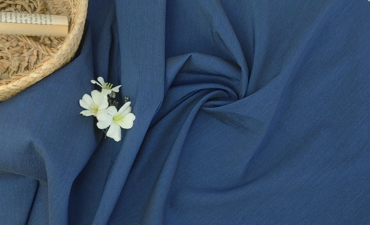 Linen Polyester Stretch Chambray Fabric 7809 7810 7808 - The Linen Lab - Navy