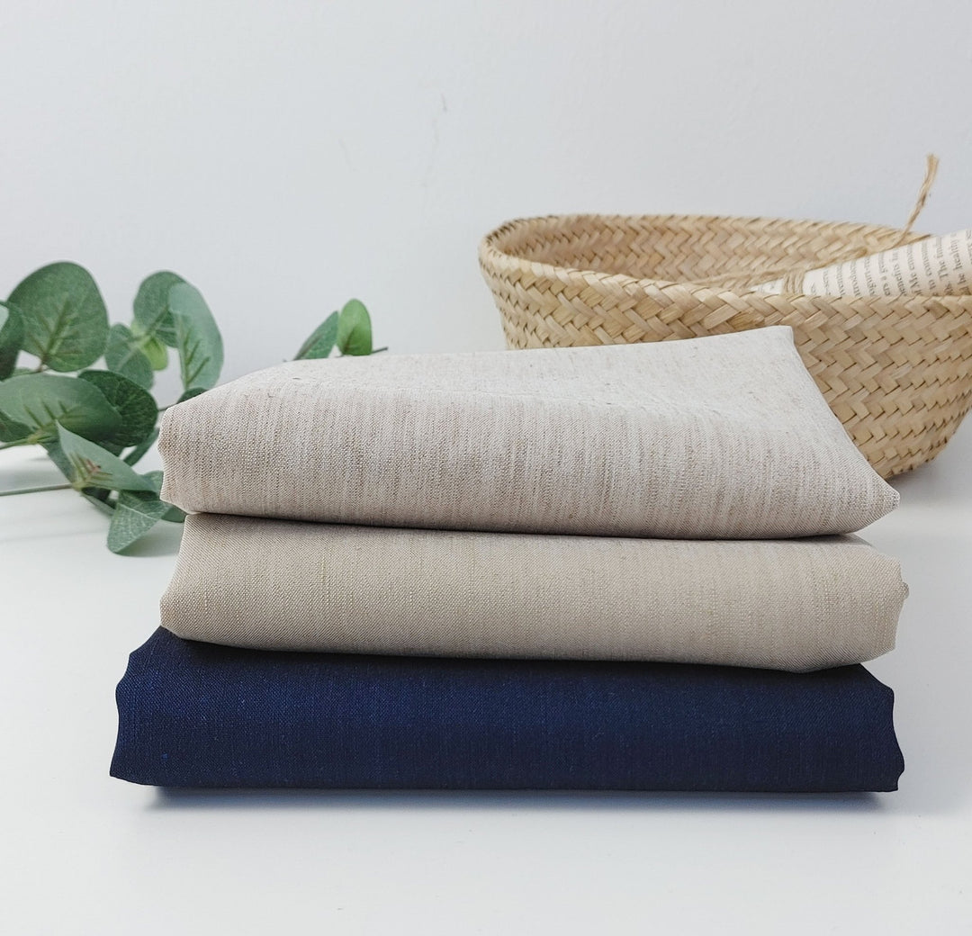Linen Polyester Stretch Chambray Fabric 7809 7810 7808 - The Linen Lab - Navy