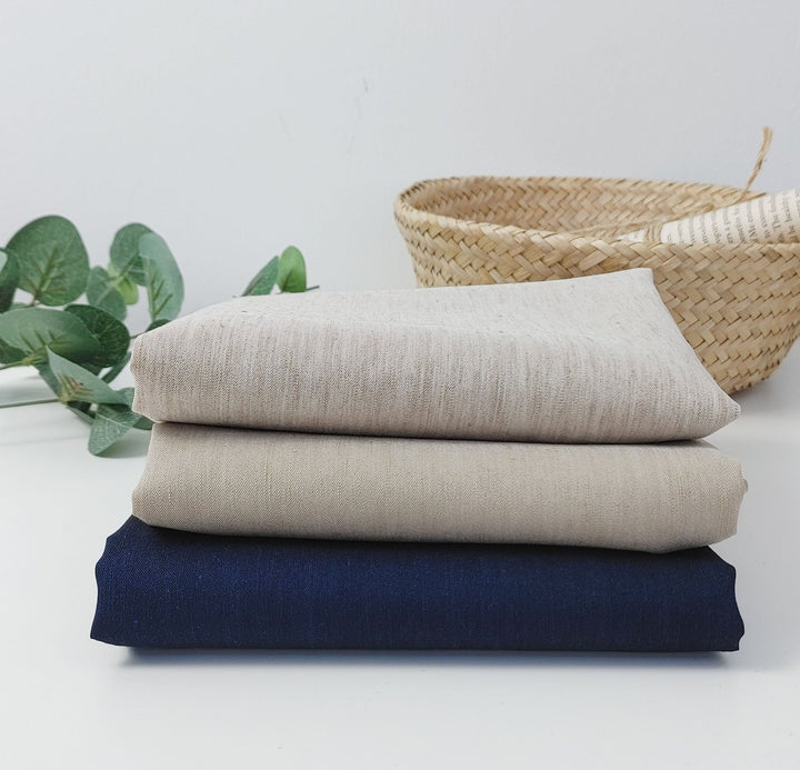 Linen Polyester Stretch Chambray Fabric 7809 7810 7808 - The Linen Lab - Navy
