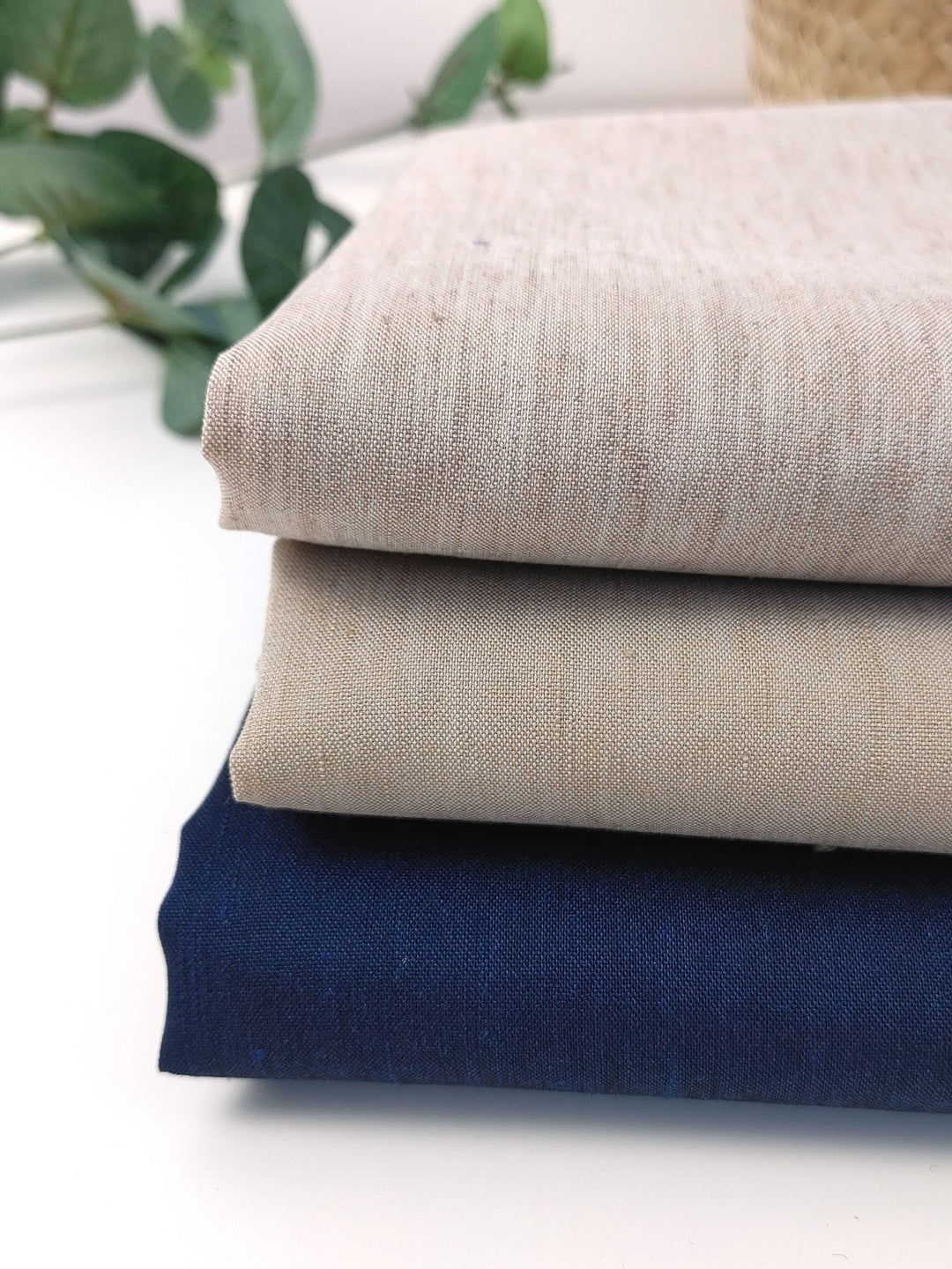 Linen Polyester Stretch Chambray Fabric 7809 7810 7808 - The Linen Lab - Navy