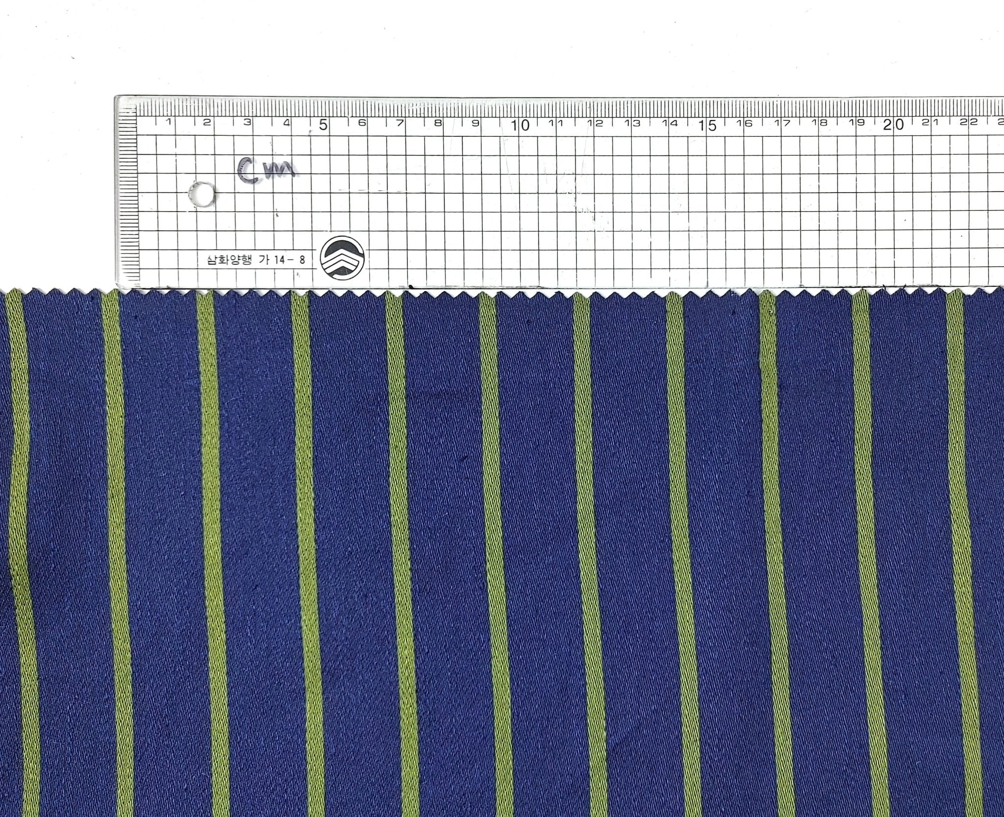 Linen Polyester Stretch Fabric with Satin Weave Stripe Pattern 6038 - The Linen Lab - Navy