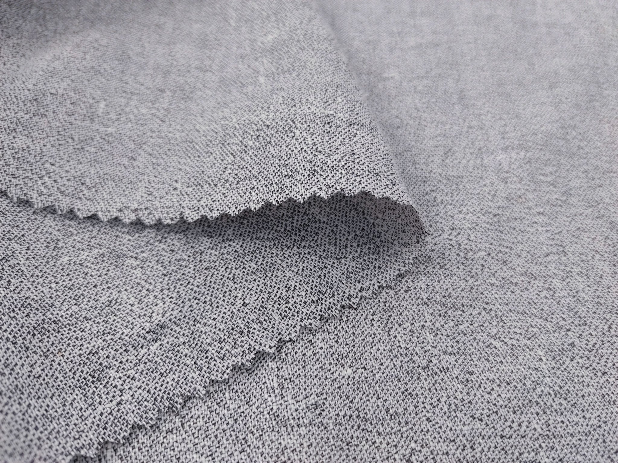 Linen Polyester Twisted Yarn Chambray Fabric in White and Black 3193 - The Linen Lab - Grey