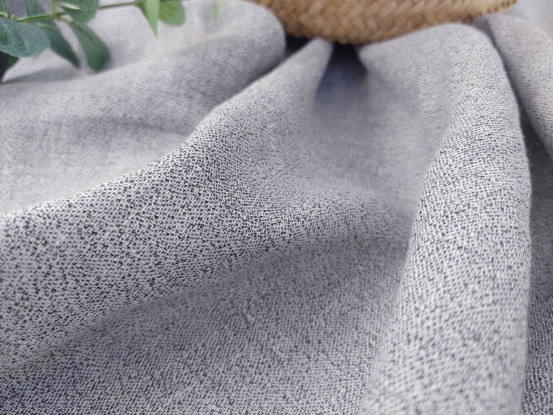 Linen Polyester Twisted Yarn Chambray Fabric in White and Black 3193 - The Linen Lab - Grey