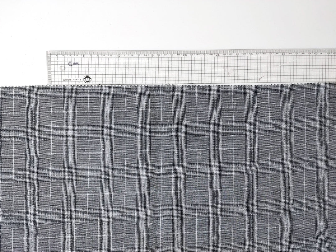 Linen Ramie Rayon Glen Plaid Fabric: A Symphony of Elegance with High Twisted Yarns 6070 - The Linen Lab - Black