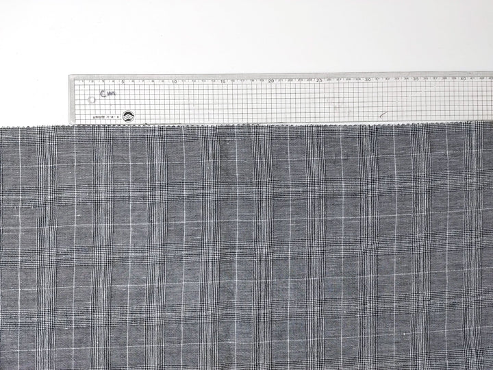 Linen Ramie Rayon Glen Plaid Fabric: A Symphony of Elegance with High Twisted Yarns 6070 - The Linen Lab - Black