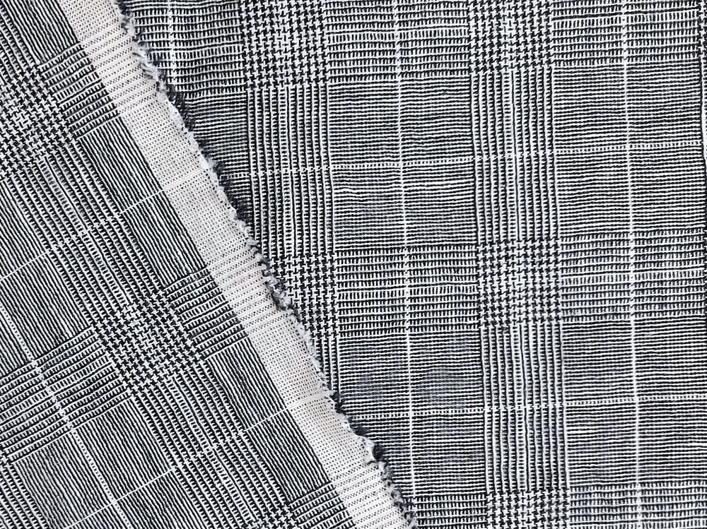 Linen Ramie Rayon Glen Plaid Fabric: A Symphony of Elegance with High Twisted Yarns 6070 - The Linen Lab - Black