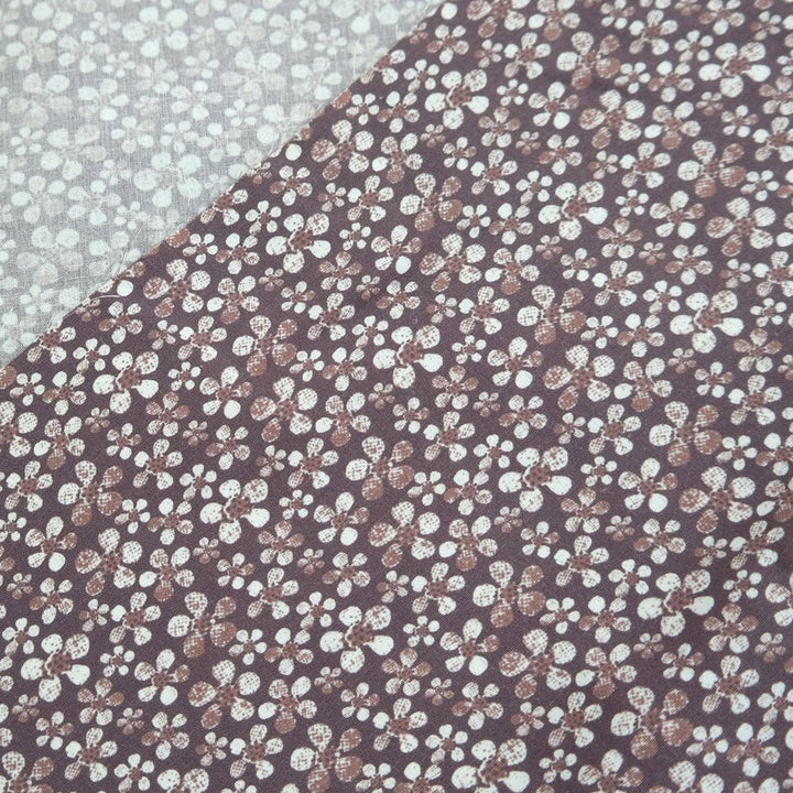 Linen Rayon Fabric Flower Print 7356 7357 - The Linen Lab - BROWN 7356