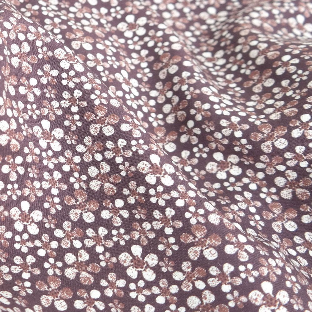 Linen Rayon Fabric Flower Print 7356 7357 - The Linen Lab - BROWN 7356