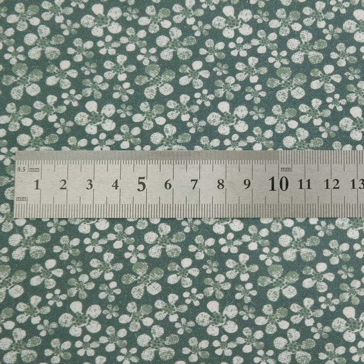 Linen Rayon Fabric Flower Print 7356 7357 - The Linen Lab - GREEN 7357