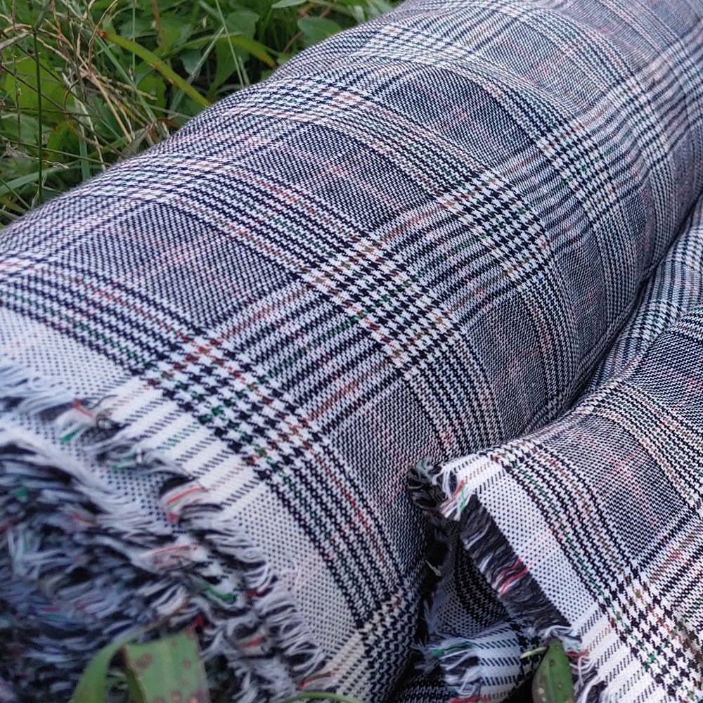 Linen Rayon Multi Glen Plaid Fabric (6658) - The Linen Lab - Glen Plaid