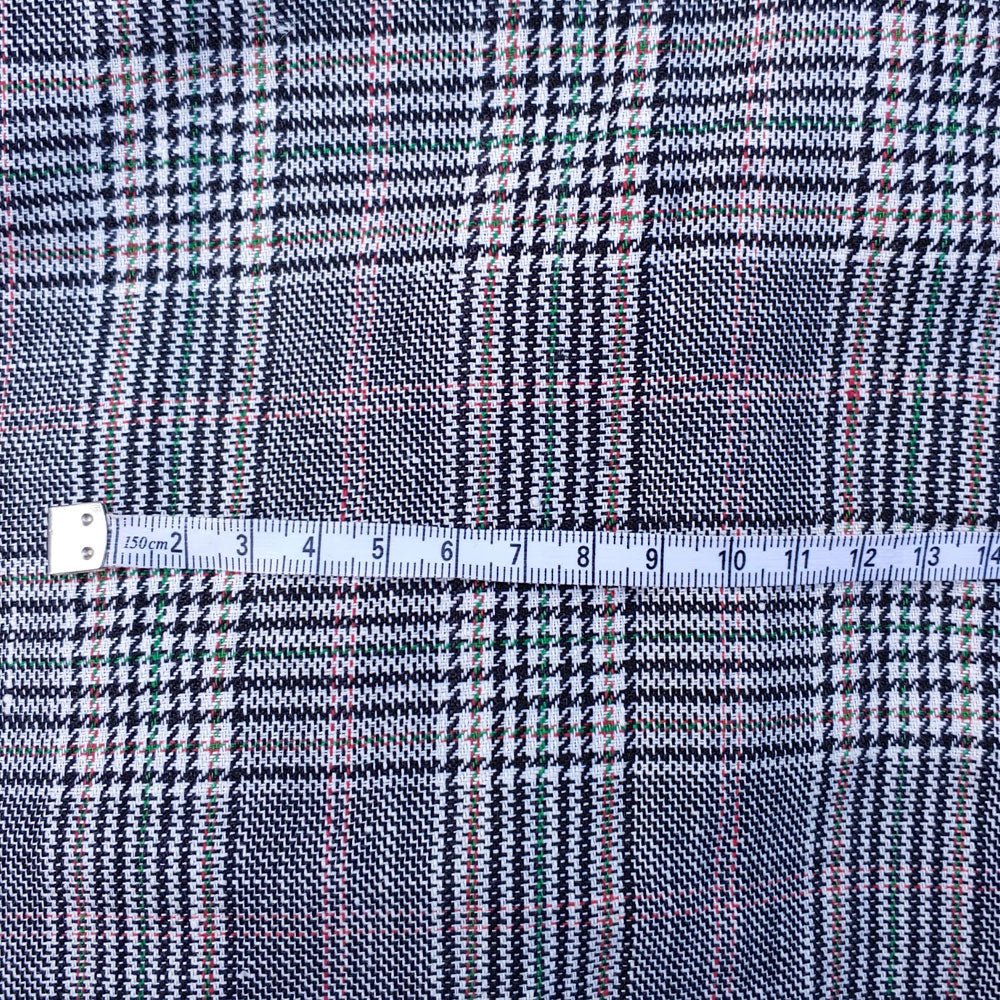 Linen Rayon Multi Glen Plaid Fabric (6658) - The Linen Lab - Glen Plaid