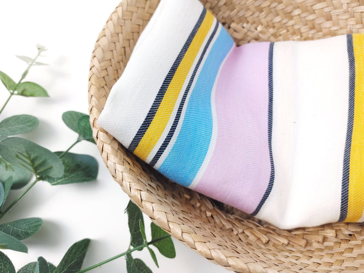 Linen Rayon Multi Stripe Twill Fabric 6010 - The Linen Lab - Pink