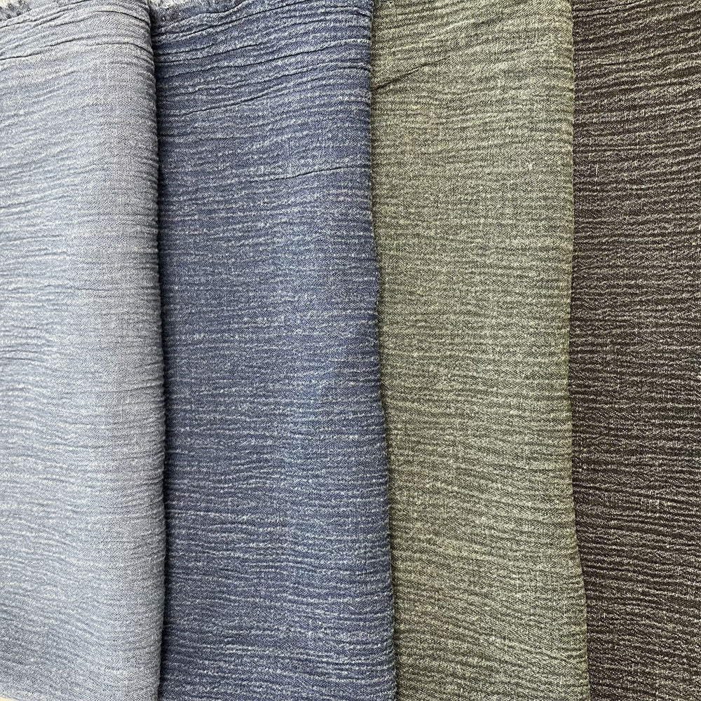 Linen Rayon Pigment Bio-washed Fabric with Wrinkle Effect - The Linen Lab - dark green