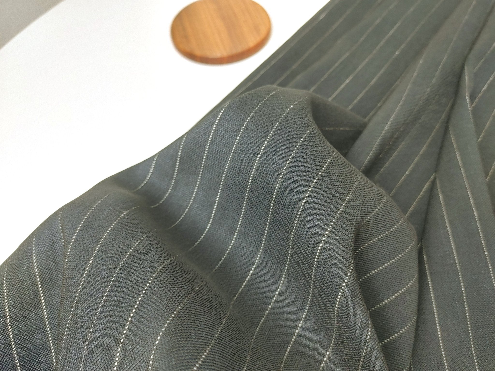 Linen Rayon Polyester Stretch Fabric with Pin Stripe 7815 - The Linen Lab - Black