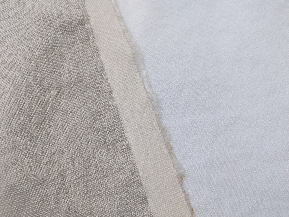 Linen Rayon PU Stretch Dobby Weave Fabric 6643 6644 - The Linen Lab - White