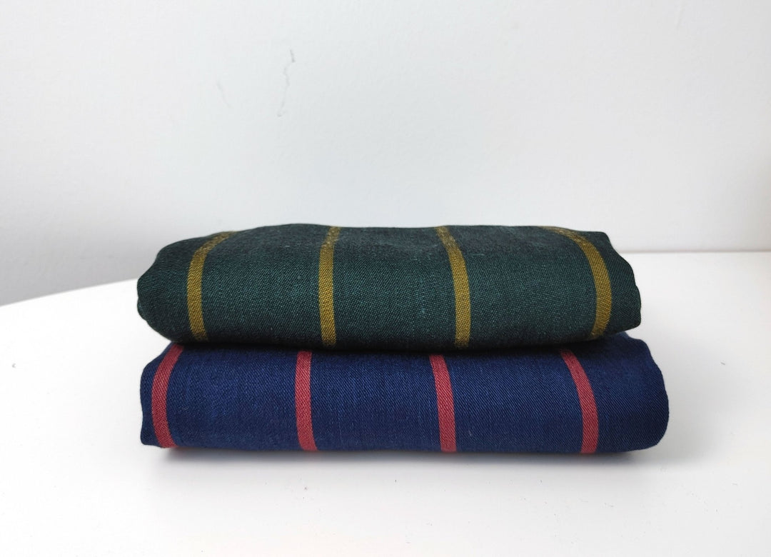 Linen Rayon Satin Stripe Fabric 6567 6568 - The Linen Lab - Navy
