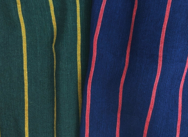 Linen Rayon Satin Stripe Fabric 6567 6568 - The Linen Lab - Navy