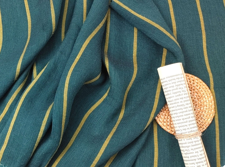 Linen Rayon Satin Stripe Fabric 6567 6568 - The Linen Lab - Navy