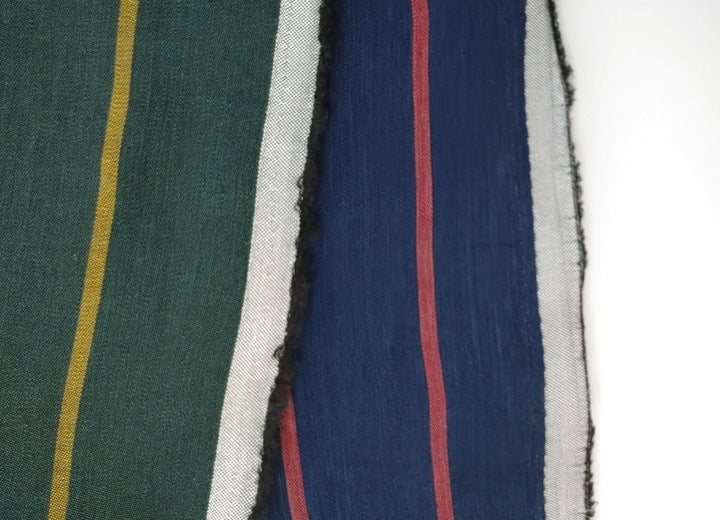 Linen Rayon Satin Stripe Fabric 6567 6568 - The Linen Lab - Navy