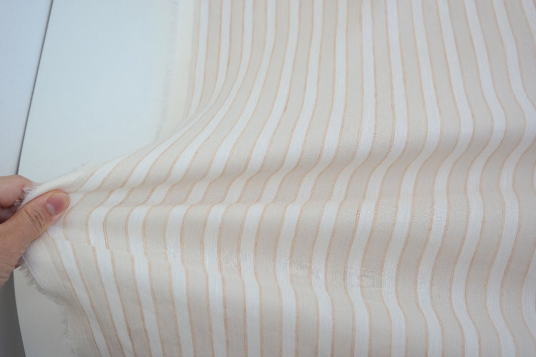 Linen Rayon Stretch Melange Stretch Fabric (6515) - The Linen Lab - Beige