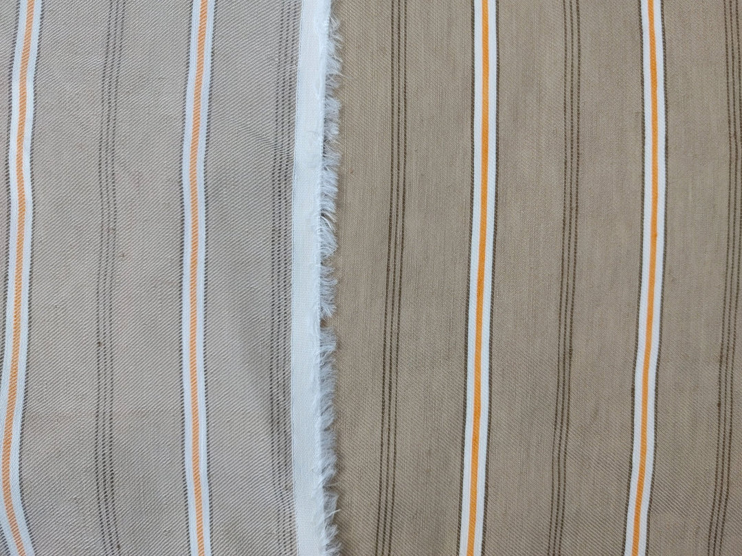Linen Rayon Twill Fabric with Stripe Pattern, Subtle Glossy Effect 6809 6810 7154 - The Linen Lab - Beige