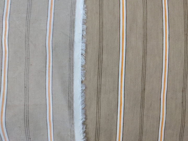 Linen Rayon Twill Fabric with Stripe Pattern, Subtle Glossy Effect 6809 6810 7154 - The Linen Lab - Beige