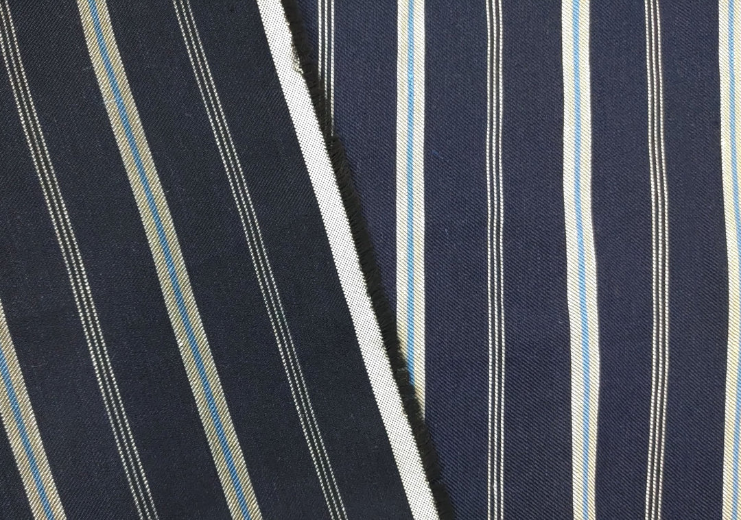 Linen Rayon Twill Fabric with Stripe Pattern, Subtle Glossy Effect 6809 6810 7154 - The Linen Lab - Ivory