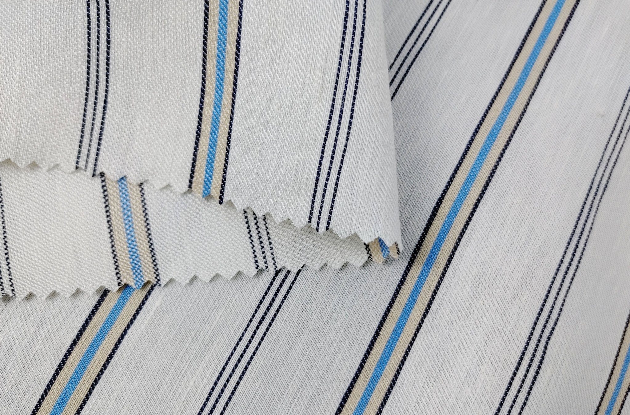 Linen Rayon Twill Fabric with Stripe Pattern, Subtle Glossy Effect 6809 6810 7154 - The Linen Lab - Ivory