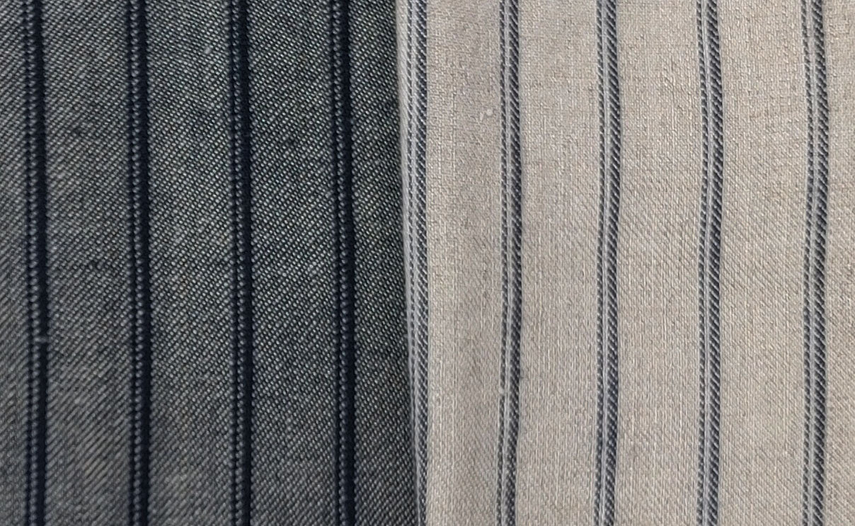 Linen Rayon Twill Stripe Fabric 6324 6325 - The Linen Lab - Natural