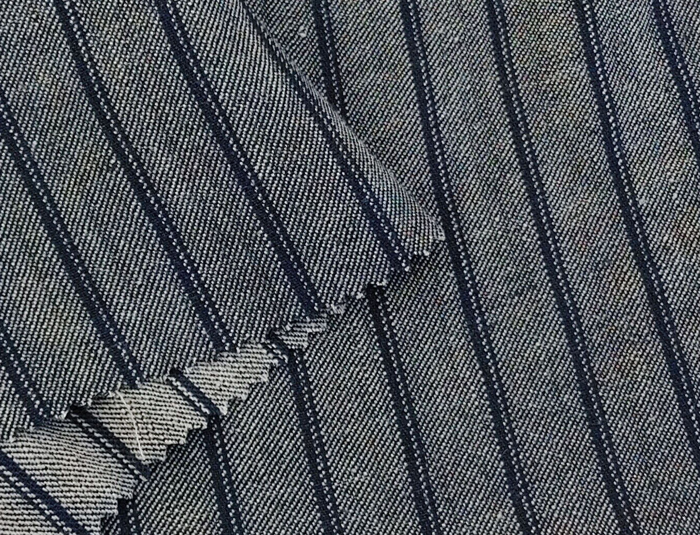 Linen Rayon Twill Stripe Fabric 6324 6325 - The Linen Lab - Navy