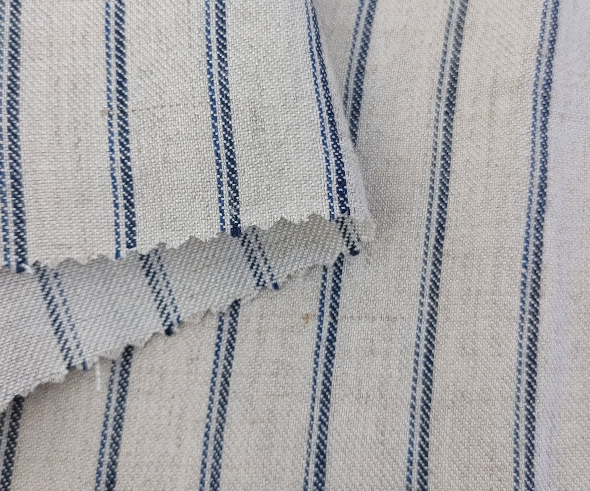 Linen Rayon Twill Stripe Fabric 6324 6325 - The Linen Lab - Navy