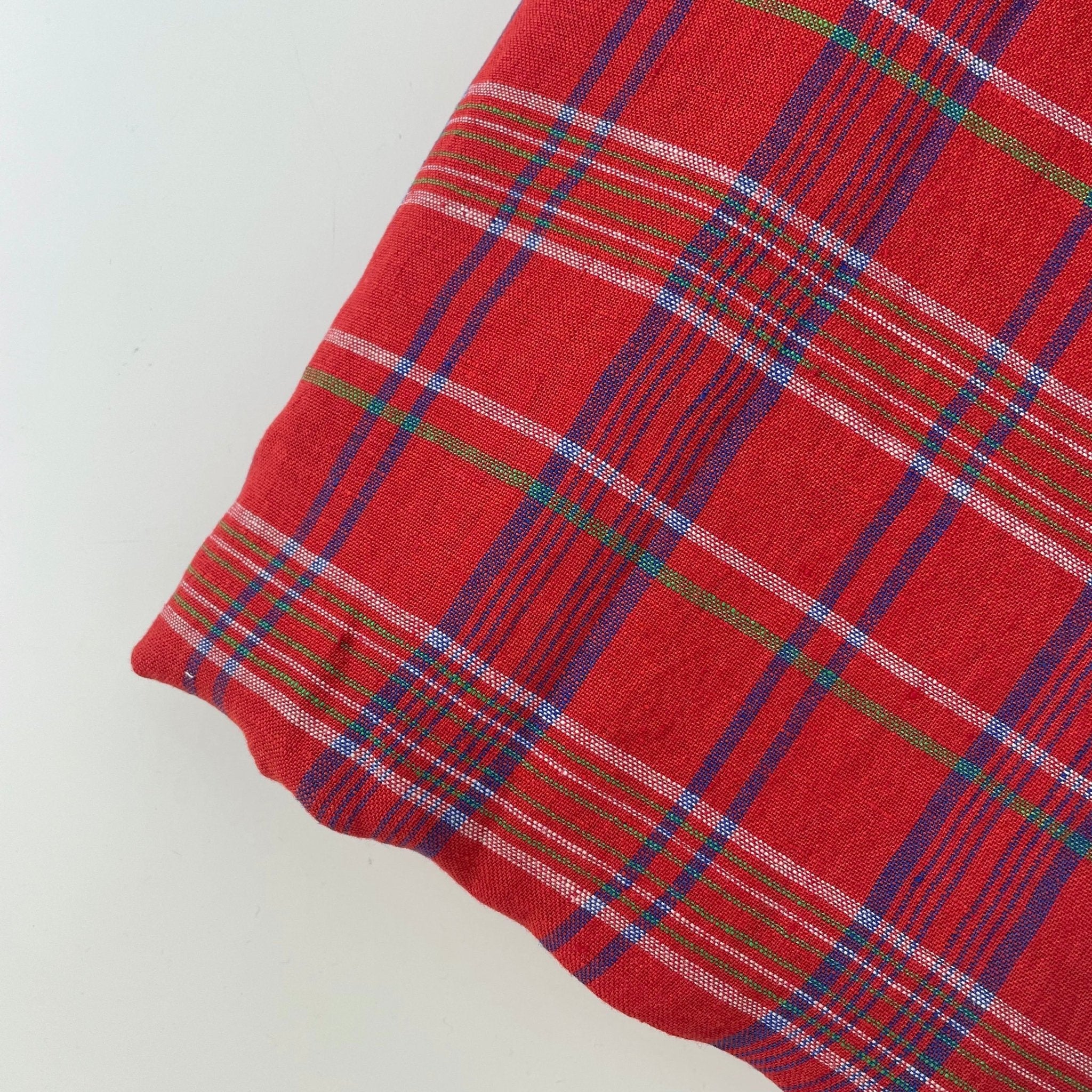 Linen Red Check Fabric 7376 - The Linen Lab - Red