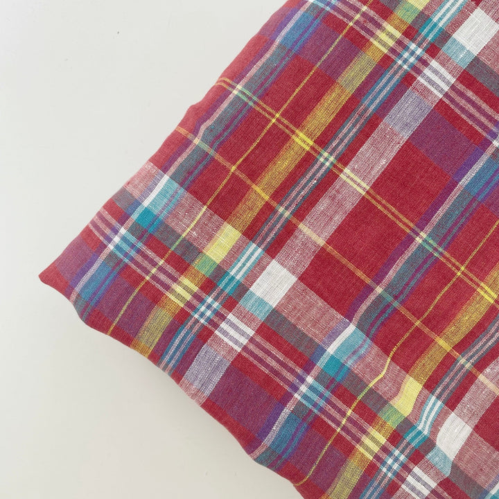 Linen Red Multi Check Fabric 7112 - The Linen Lab - Red