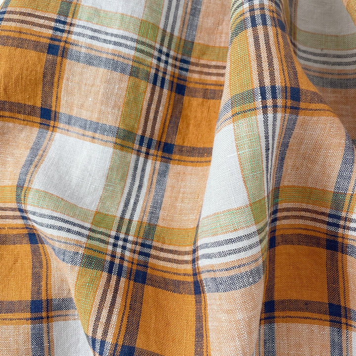 Linen Red Orange Big Check Fabric 7131 7130 - The Linen Lab - 7130 RED
