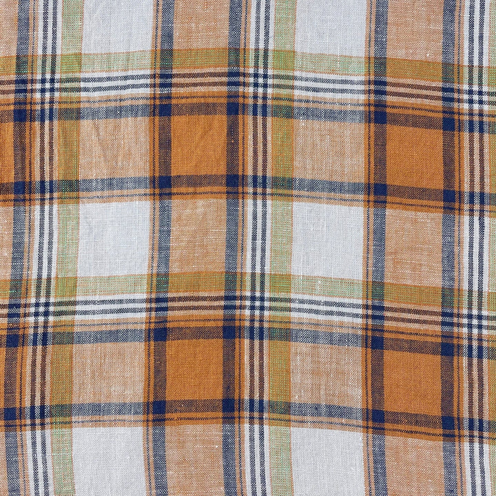 Linen Red Orange Big Check Fabric 7131 7130 - The Linen Lab - 7131 ORANGE