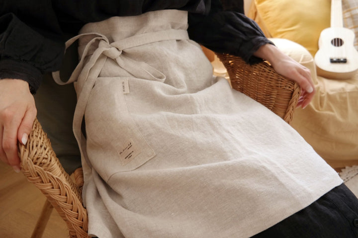 Linen Simple Half Apron - The Linen Lab - Natural