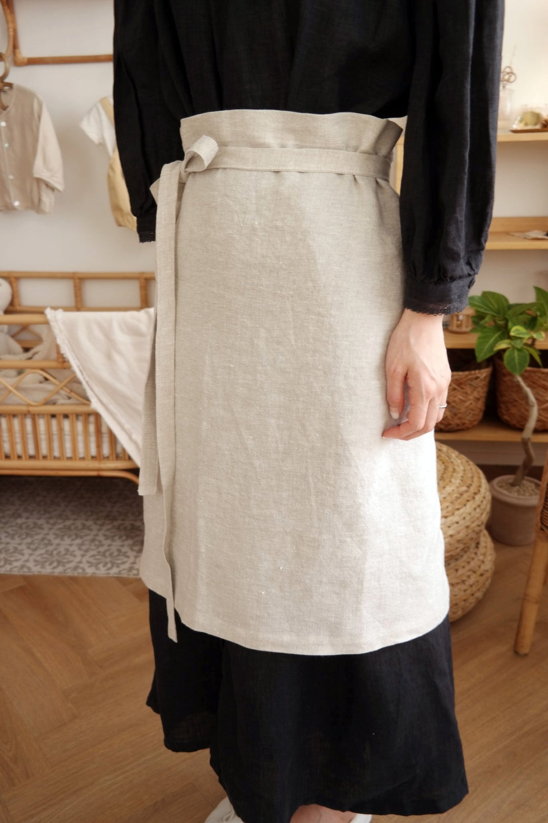 Linen Simple Half Apron - The Linen Lab - Natural