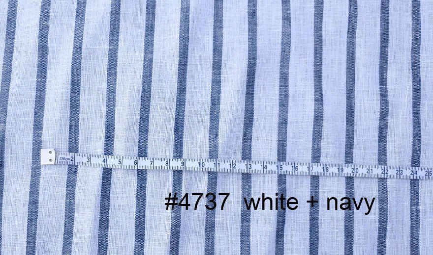 Linen Simple Stripe Fabric (6100 5973 4737 6456 6454 6542) - The Linen Lab - Navy
