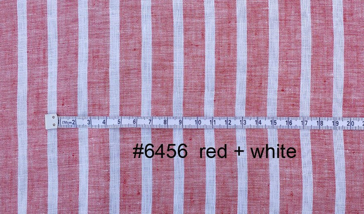 Linen Simple Stripe Fabric (6100 5973 4737 6456 6454 6542) - The Linen Lab - red with white stripe