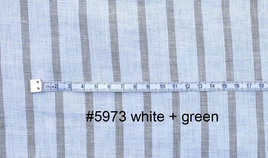Linen Simple Stripe Fabric (6100 5973 4737 6456 6454 6542) - The Linen Lab - Green