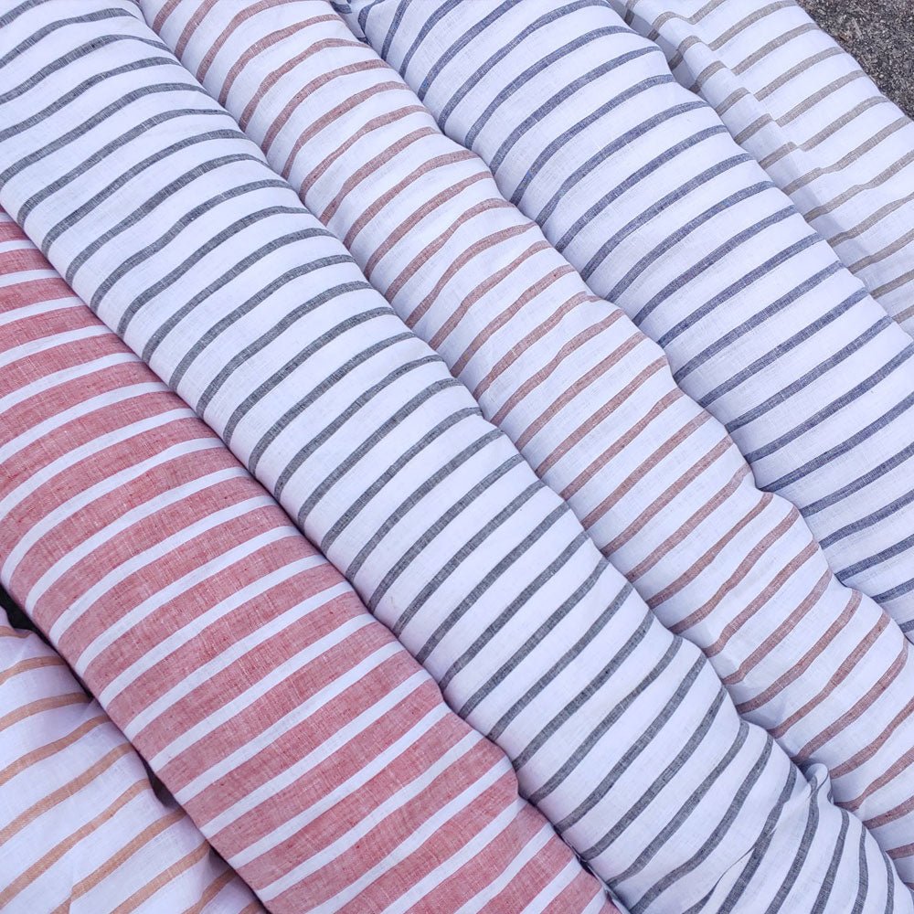 Linen Simple Stripe Fabric (6100 5973 4737 6456 6454 6542) - The Linen Lab - black