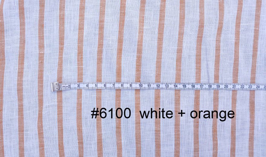 Linen Simple Stripe Fabric (6100 5973 4737 6456 6454 6542) - The Linen Lab - Orange