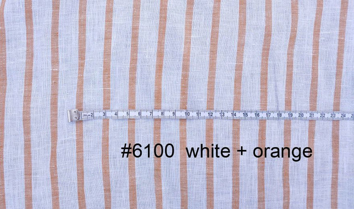 Linen Simple Stripe Fabric (6100 5973 4737 6456 6454 6542) - The Linen Lab - Orange