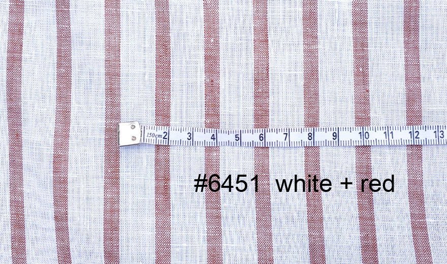 Linen Simple Stripe Fabric (6100 5973 4737 6456 6454 6542) - The Linen Lab - white with red stripe