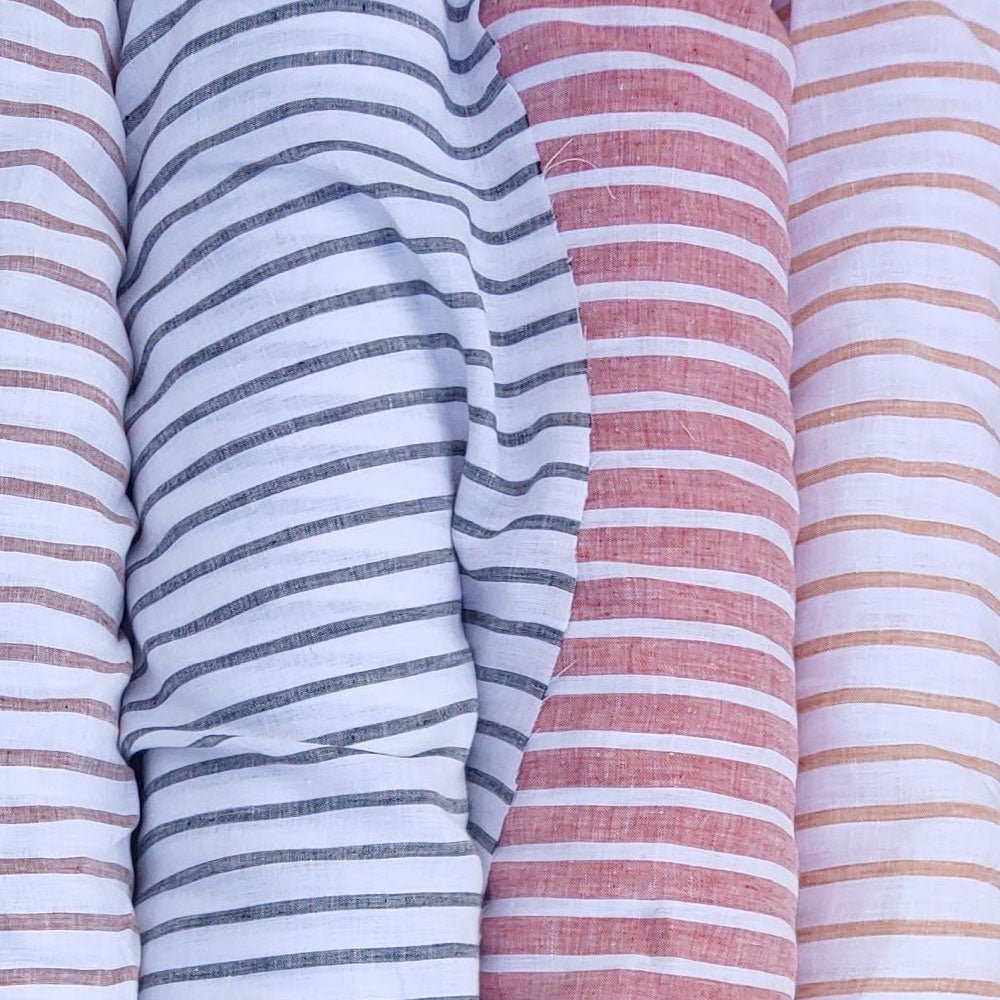 Linen Simple Stripe Fabric (6100 5973 4737 6456 6454 6542) - The Linen Lab - Orange