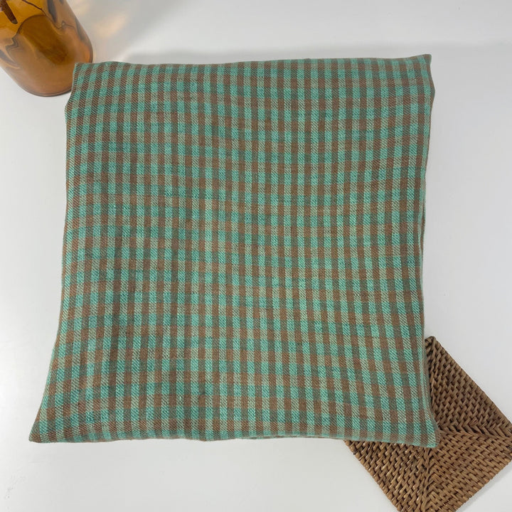 Linen Small Green Check Fabric 7568 7569 - The Linen Lab - D/green 7569