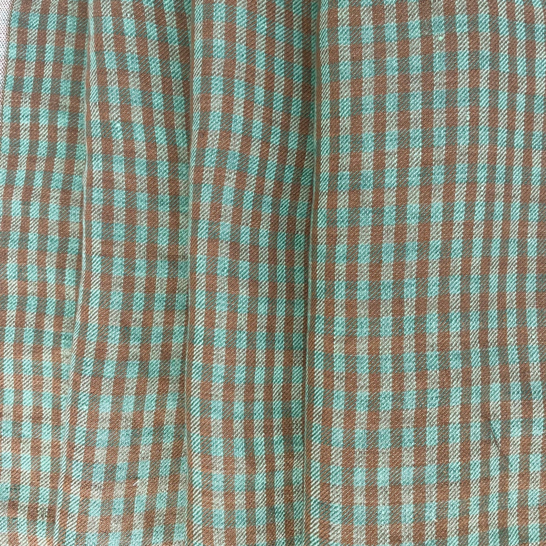 Linen Small Green Check Fabric 7568 7569 - The Linen Lab - D/green 7569