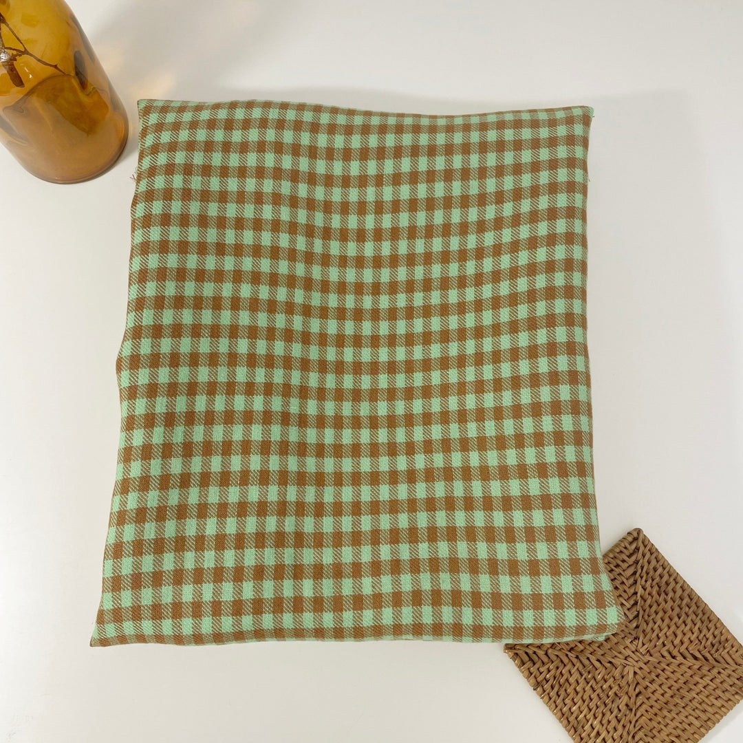 Linen Small Green Check Fabric 7568 7569 - The Linen Lab - Green 7568